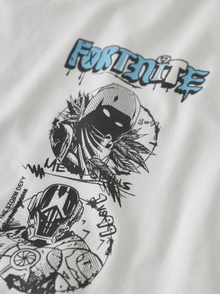 NAME IT Kids' Short Sleeve Fortnite Print T-Shirt, Bright White - view 2, Bright White