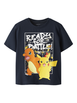 NAME IT Kids' Pokemon Crew Neck T-Shirt, Navy Blazer, Navy Blazer