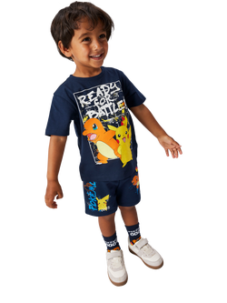 NAME IT Kids' Pokemon Crew Neck T-Shirt, Navy Blazer - view 2, Navy Blazer