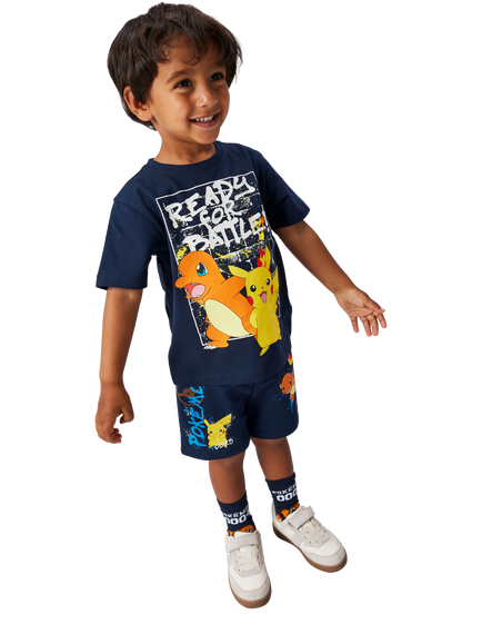 NAME IT Kids' Pokemon Crew Neck T-Shirt, Navy Blazer - view 2, Navy Blazer