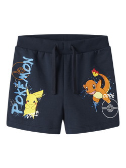 NAME IT Kids' Pokémon Unbrushed Sweat Shorts, Navy Blazer, Navy Blazer