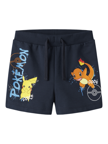 NAME IT Kids' Pokémon Unbrushed Sweat Shorts, Navy Blazer, Navy Blazer