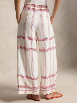 Polo Ralph Lauren Plaid Check Pure Linen Trousers, Cream/Red - view 2, Cream/Red