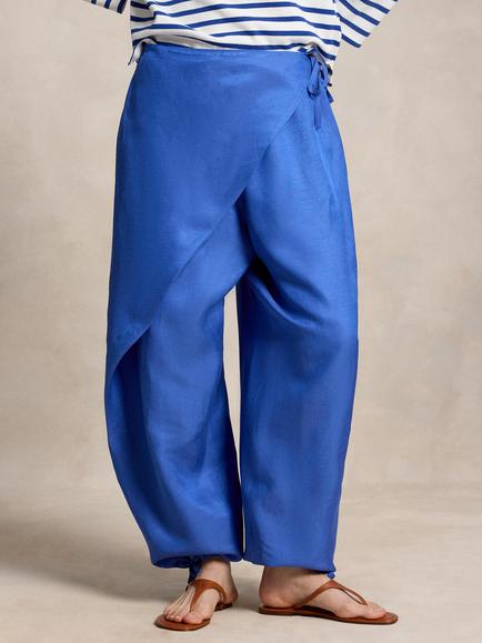 Polo Ralph Lauren Wrap Overlay Tapered Trousers, Gala Blue, Gala Blue