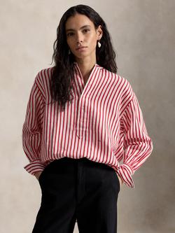 Polo Ralph Lauren Stripe Linen Rich Shirt, White-red, 2019a White-red