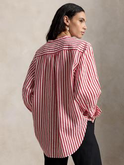 Polo Ralph Lauren Stripe Linen Rich Shirt, White-red - view 2, 2019a White-red