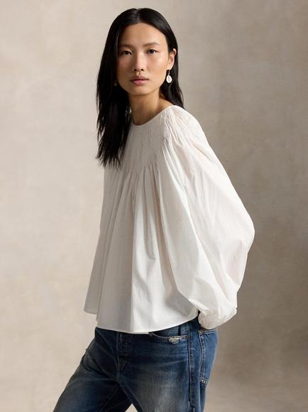 Polo Ralph Lauren Pintuck Yoke Top, White, White