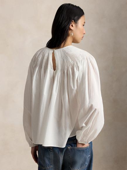 Polo Ralph Lauren Pintuck Yoke Top, White - view 2, White