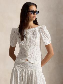 Polo Ralph Lauren Eyelet Embroidered Top, White, White