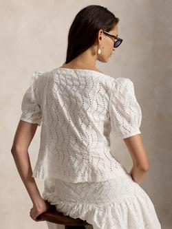 Polo Ralph Lauren Eyelet Embroidered Top, White - view 2, White