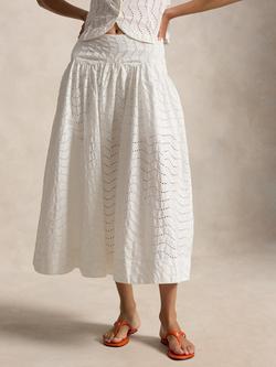 Polo Ralph Lauren Eyelet Embroidered Maxi Skirt, White, White
