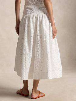 Polo Ralph Lauren Eyelet Embroidered Maxi Skirt, White - view 2, White