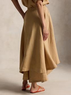 Polo Ralph Lauren Drape Pure Linen Wrap Skirt, Classic Camel - view 2, Classic Camel