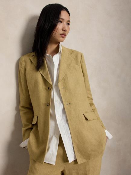 Polo Ralph Lauren Single Breasted Pure Linen Blazer, Classic Camel, Classic Camel
