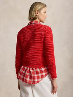 Polo Ralph Lauren Logo Open Stitch Cardigan, Petal Rose - view 2, Petal Rose