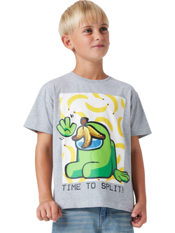 NAME IT Kids' Among Us Graphic T-Shirt, Grey Melange - view 2, Grey Melange