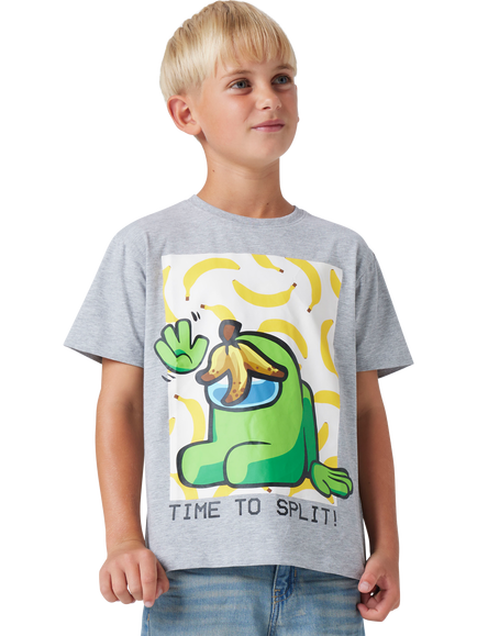 NAME IT Kids' Among Us Graphic T-Shirt, Grey Melange - view 2, Grey Melange