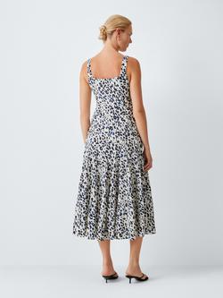 John Lewis Sleeveless Fit & Flare Midi Dress containing LENZING™ ECOVERO™ Viscose, Leopard - view 2, Leopard