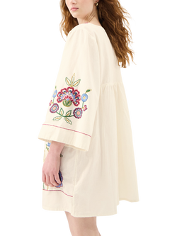 Accessorize Floral Embroidered Mini Cover Up, Ivory/Multi - view 2, Ivory/Multi
