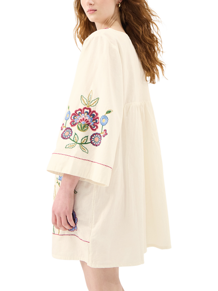 Accessorize Floral Embroidered Mini Cover Up, Ivory/Multi - view 2, Ivory/Multi