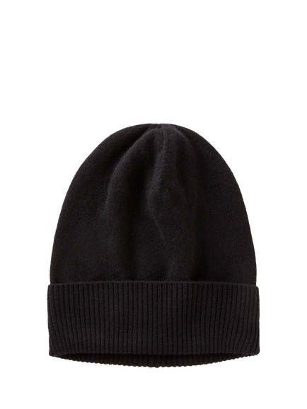 Benetton Knitted Pure Wool Beanie Hat, Black
