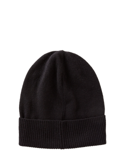 Benetton Knitted Pure Wool Beanie Hat - view 2, Black