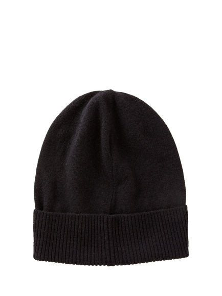 Benetton Knitted Pure Wool Beanie Hat - view 2, Black
