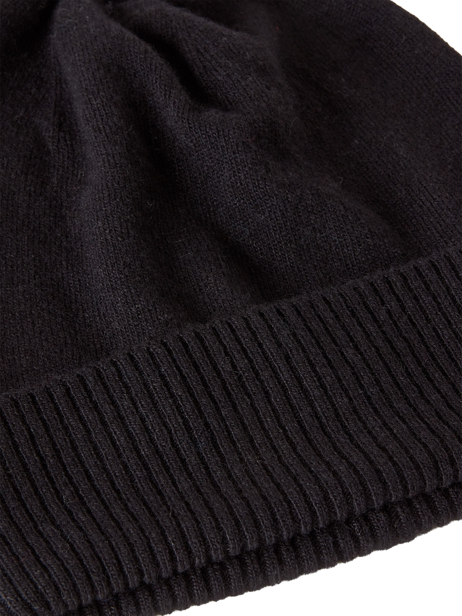 Product image 3 of 3, which shows Benetton Knitted Pure Wool Beanie Hat, Black, One Size
