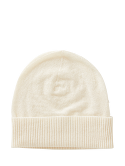 Benetton Knitted Pure Wool Beanie Hat, White