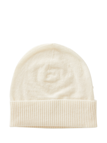 Benetton Knitted Pure Wool Beanie Hat, White