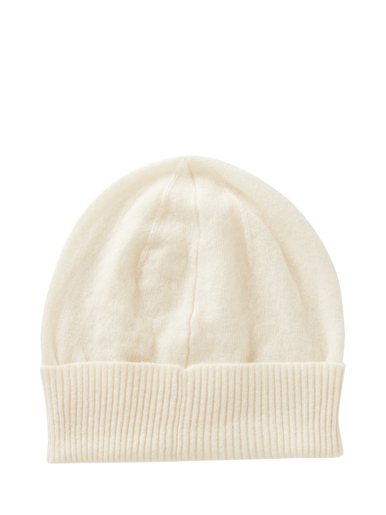 Benetton Knitted Pure Wool Beanie Hat - view 2, White