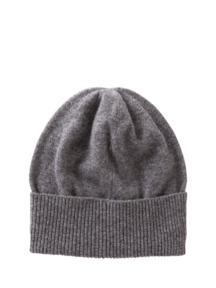 Benetton Knitted Pure Wool Beanie Hat - view 2, Grey