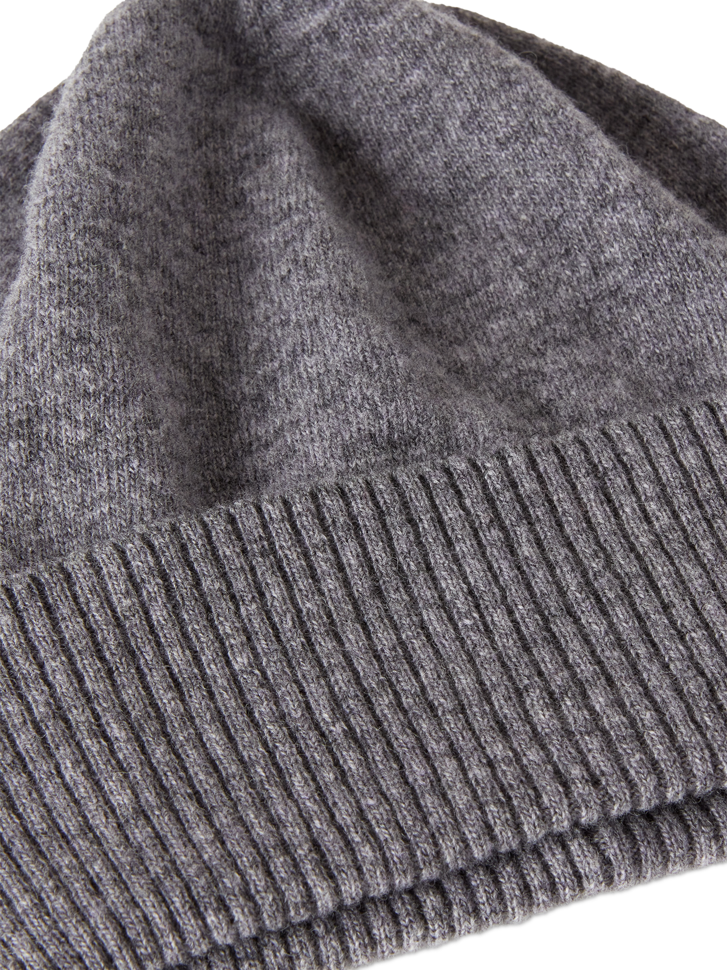 Product image 3 of 3, which shows Benetton Knitted Pure Wool Beanie Hat, Grey, One Size