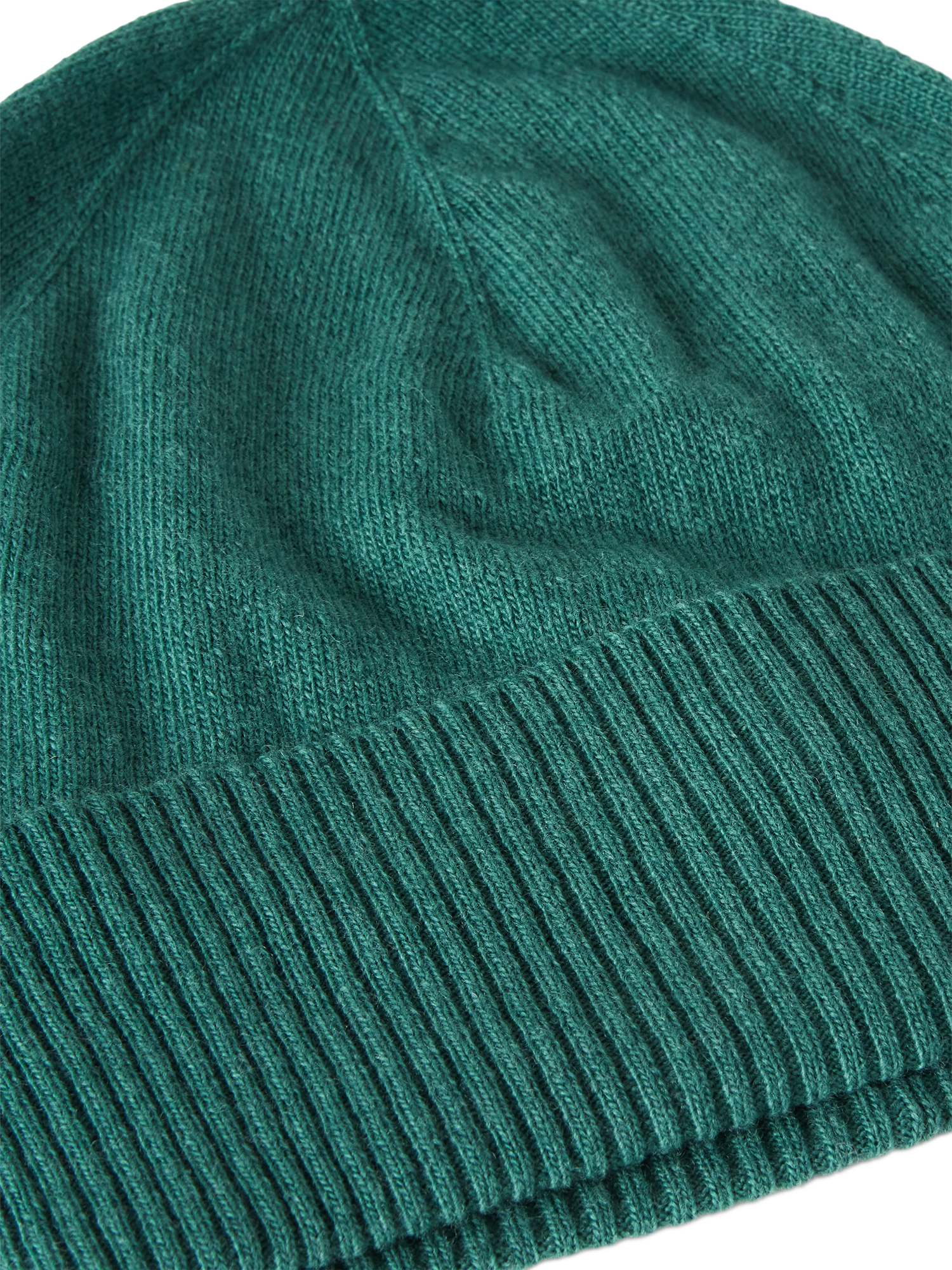 Product image 3 of 3, which shows Benetton Knitted Pure Wool Beanie Hat, Green, One Size