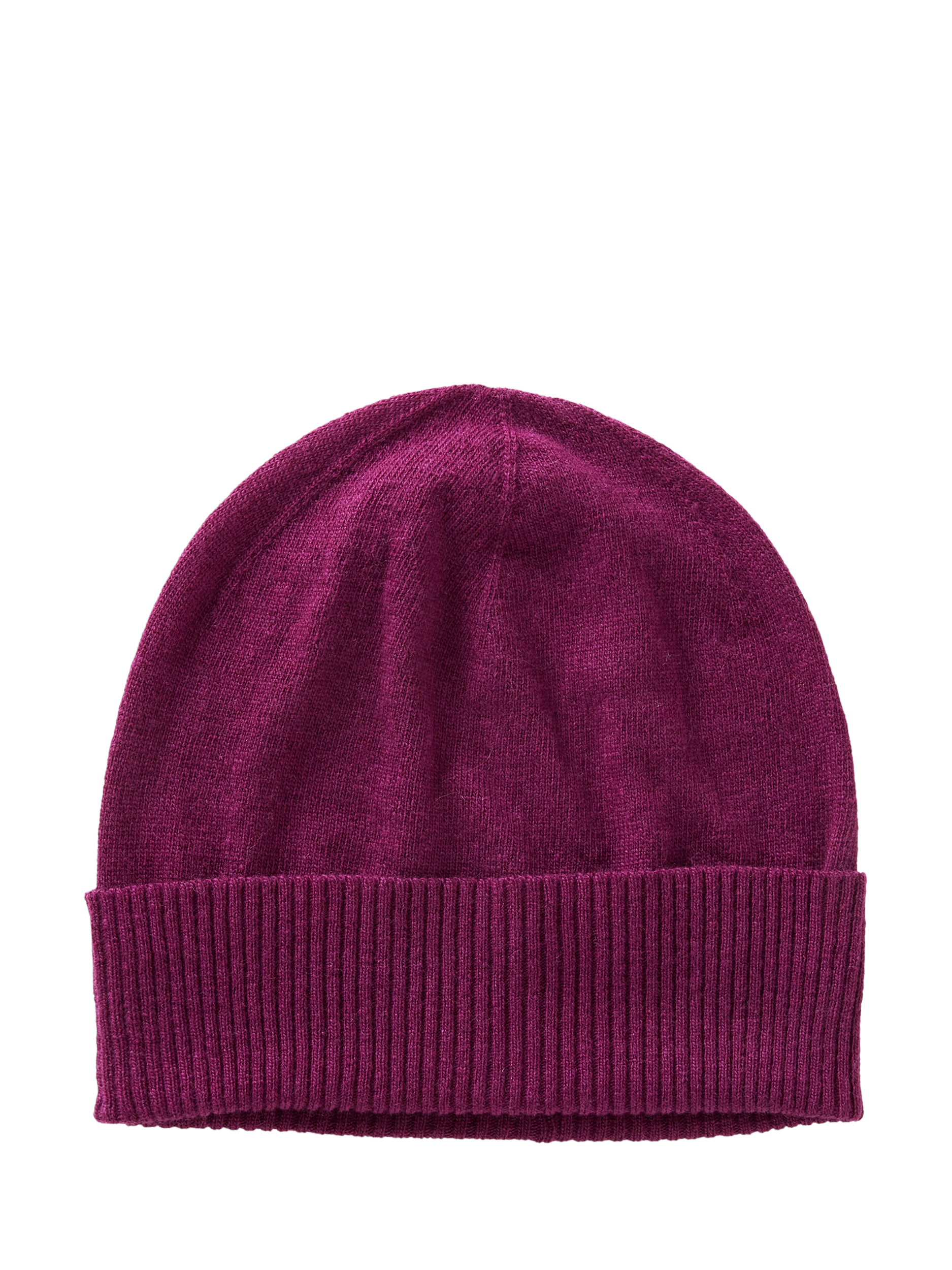 Product image 1 of 3, which shows Benetton Knitted Pure Wool Beanie Hat, Plum, One Size
