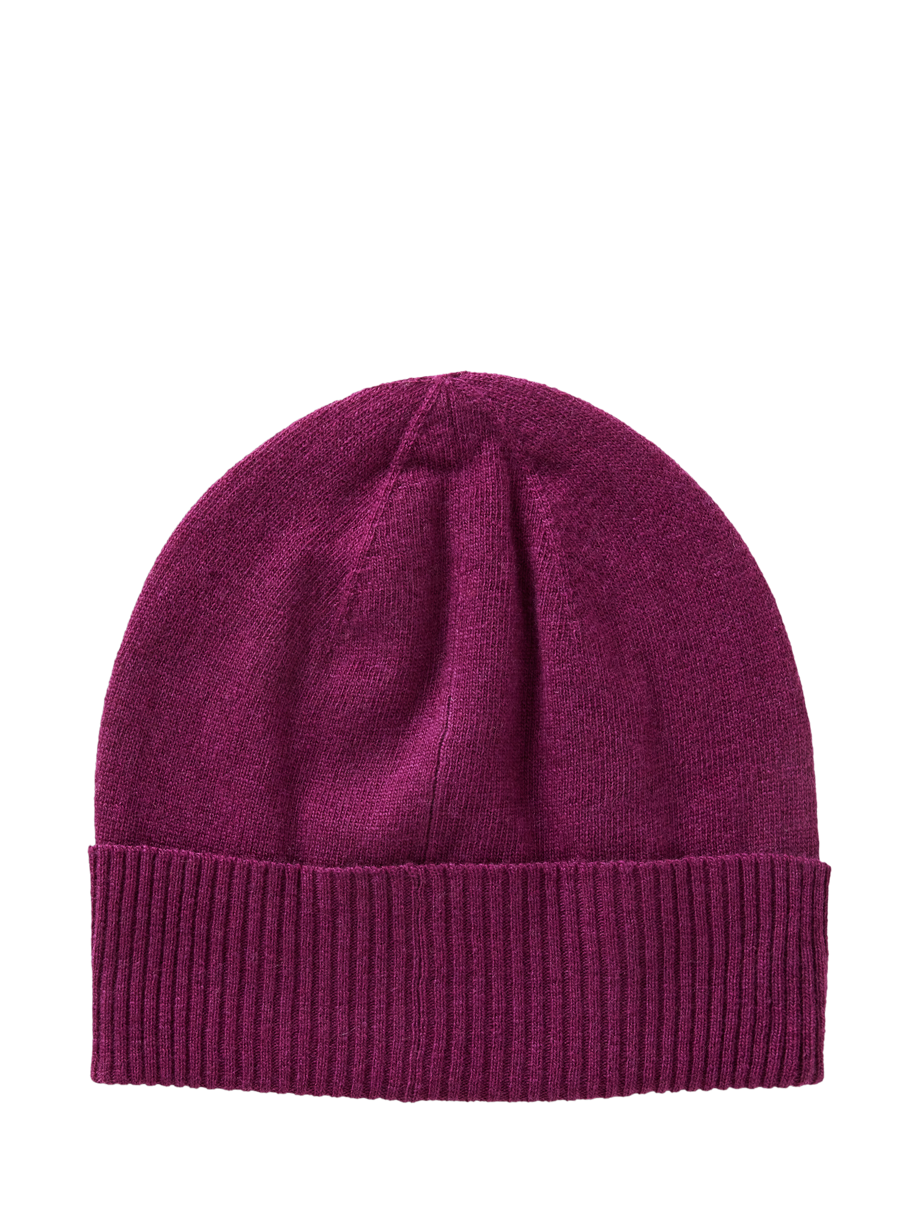 Product image 2 of 3, which shows Benetton Knitted Pure Wool Beanie Hat, Plum, One Size