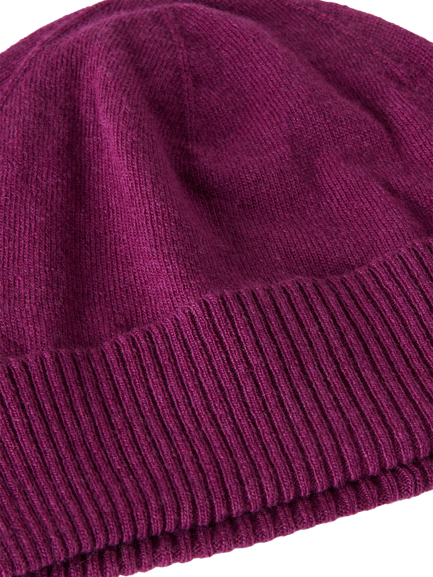 Product image 3 of 3, which shows Benetton Knitted Pure Wool Beanie Hat, Plum, One Size