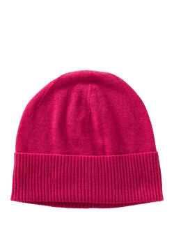 Benetton Knitted Pure Wool Beanie Hat, Cyclamen