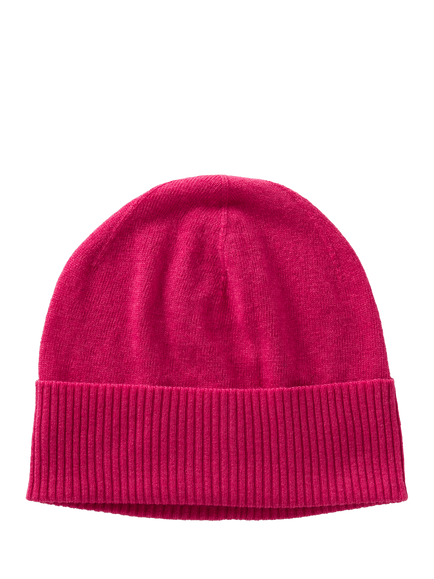 Benetton Knitted Pure Wool Beanie Hat, Cyclamen