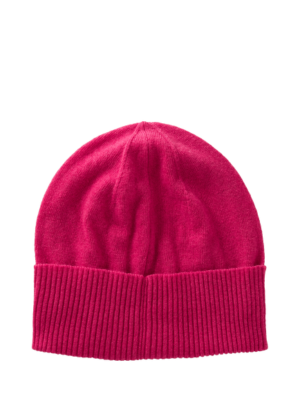 Benetton Knitted Pure Wool Beanie Hat - view 2, Cyclamen