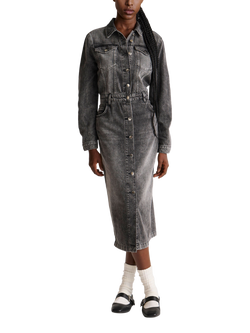 Benetton Denim Shirt Dress, Black, Black