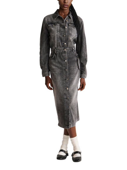Benetton Denim Shirt Dress, Black, Black