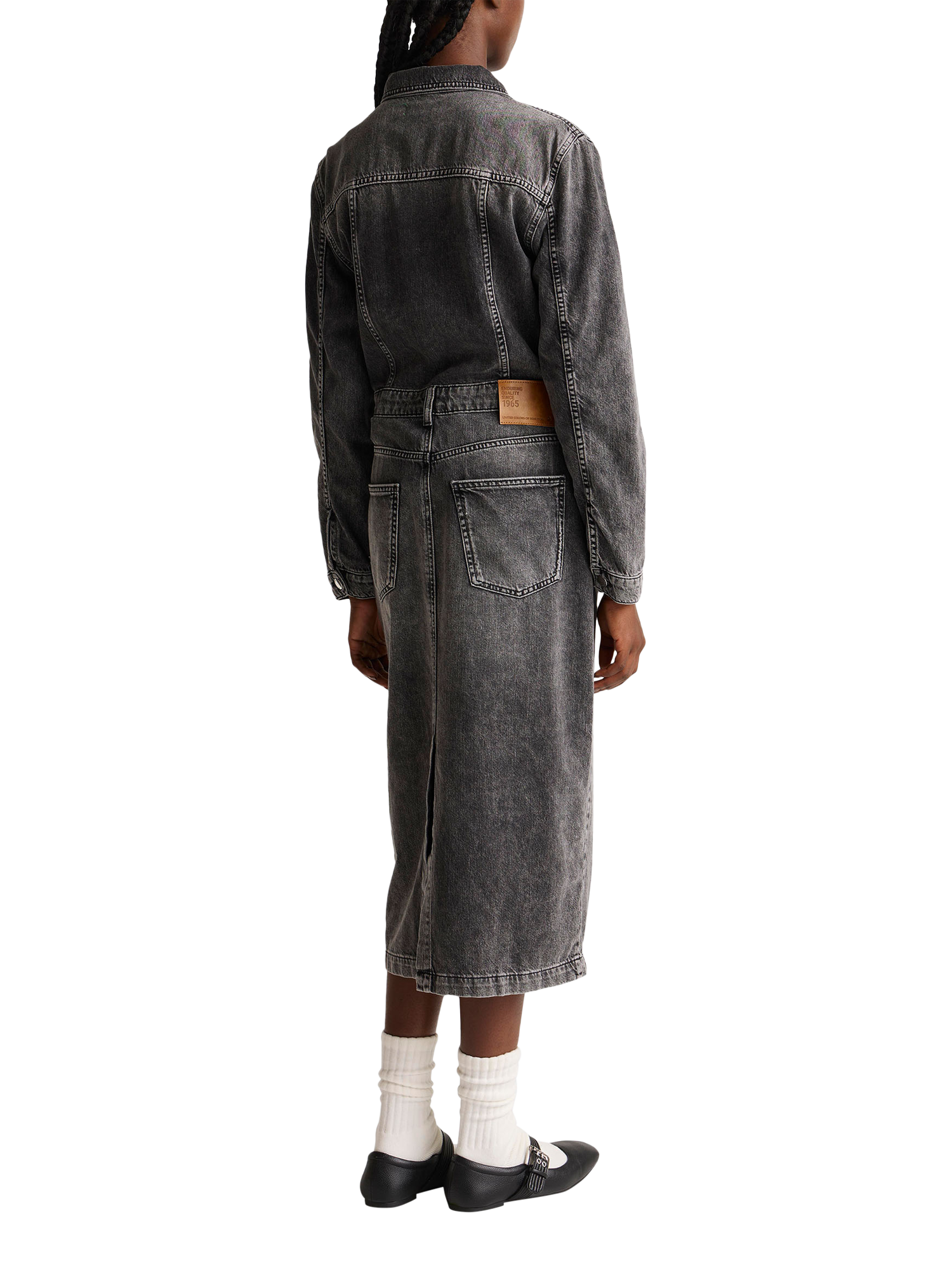 Product image 2 of 5, which shows Benetton Denim Shirt Dress, Black, S