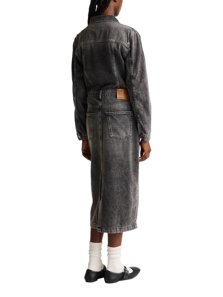 Benetton Denim Shirt Dress, Black - view 2, Black