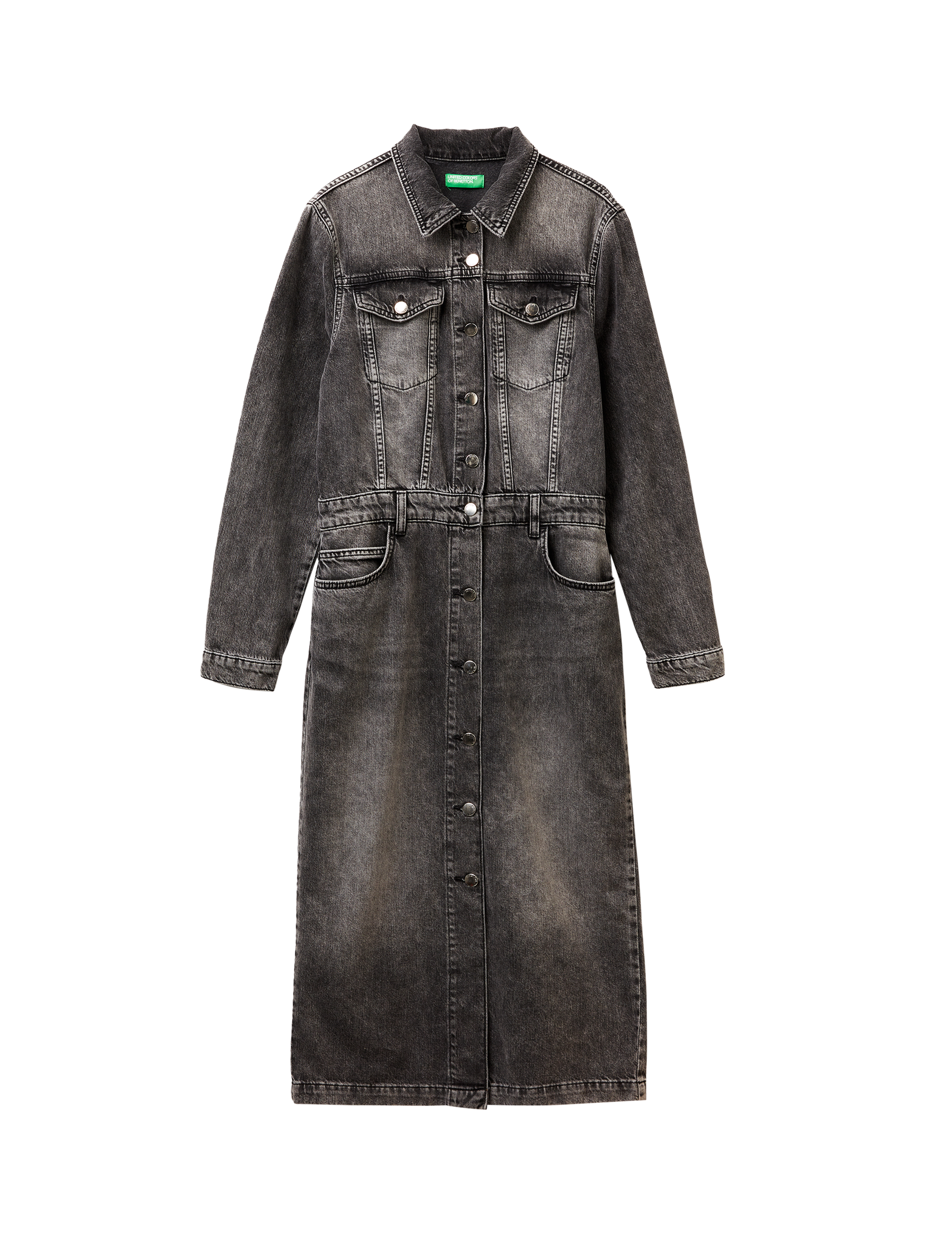 Product image 4 of 5, which shows Benetton Denim Shirt Dress, Black, S