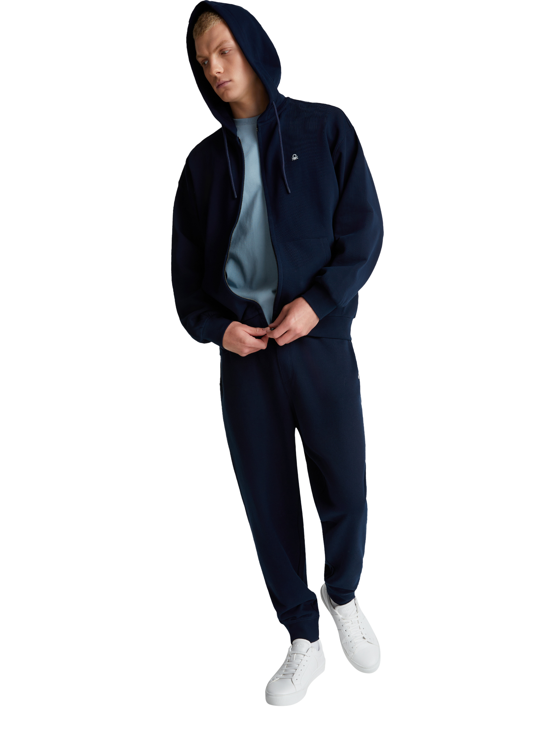 Product image 3 of 3, which shows Benetton Cotton Fleece Joggers, Blue, S