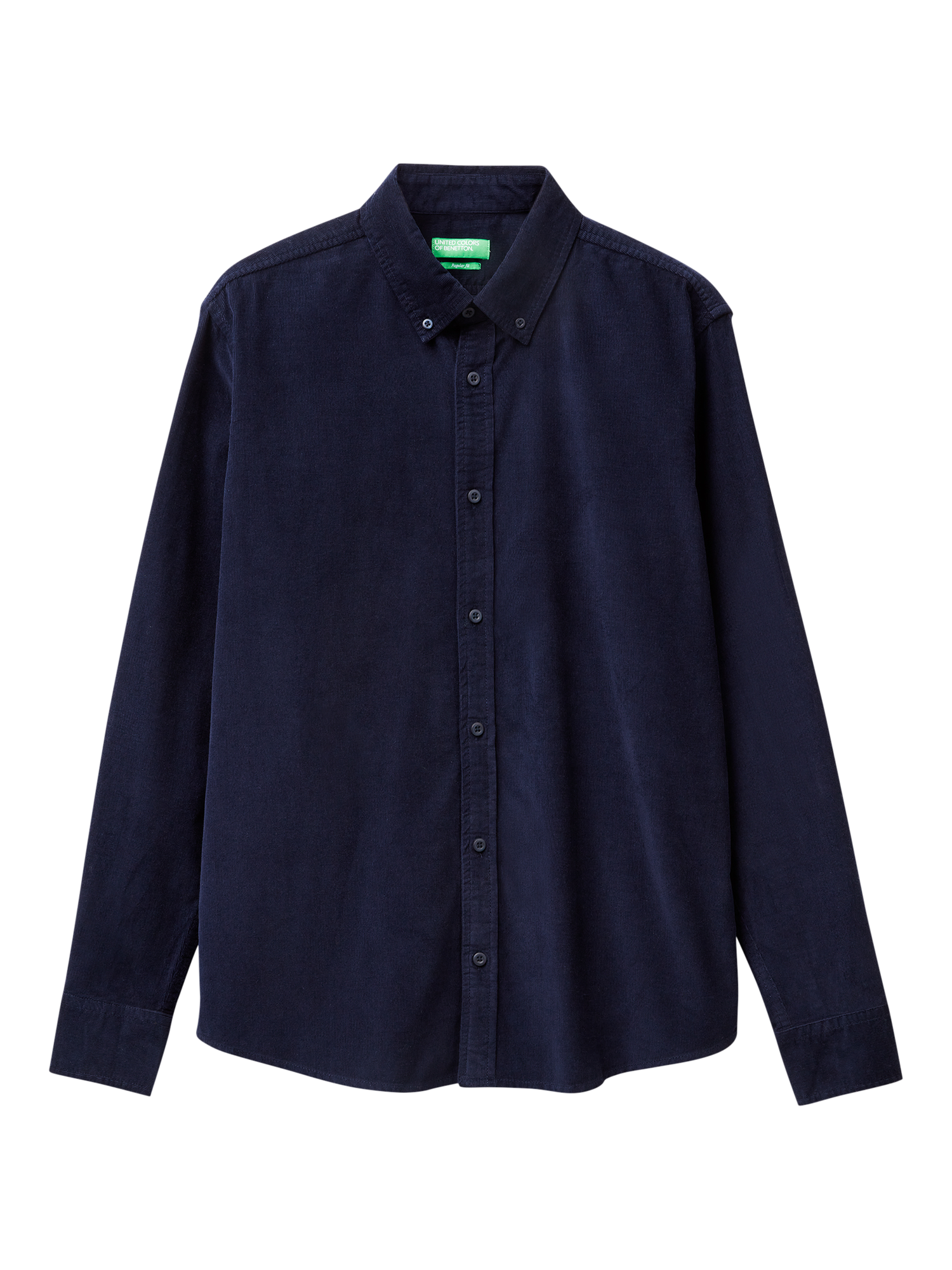 Product image 1 of 3, which shows Benetton Cotton Corduroy Button Down Shirt, Midnight Blue, S