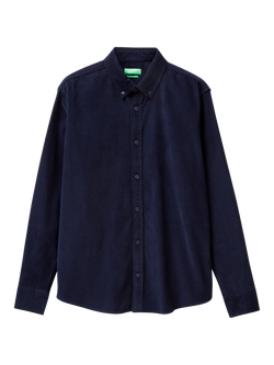 Benetton Cotton Corduroy Button Down Shirt, Midnight Blue