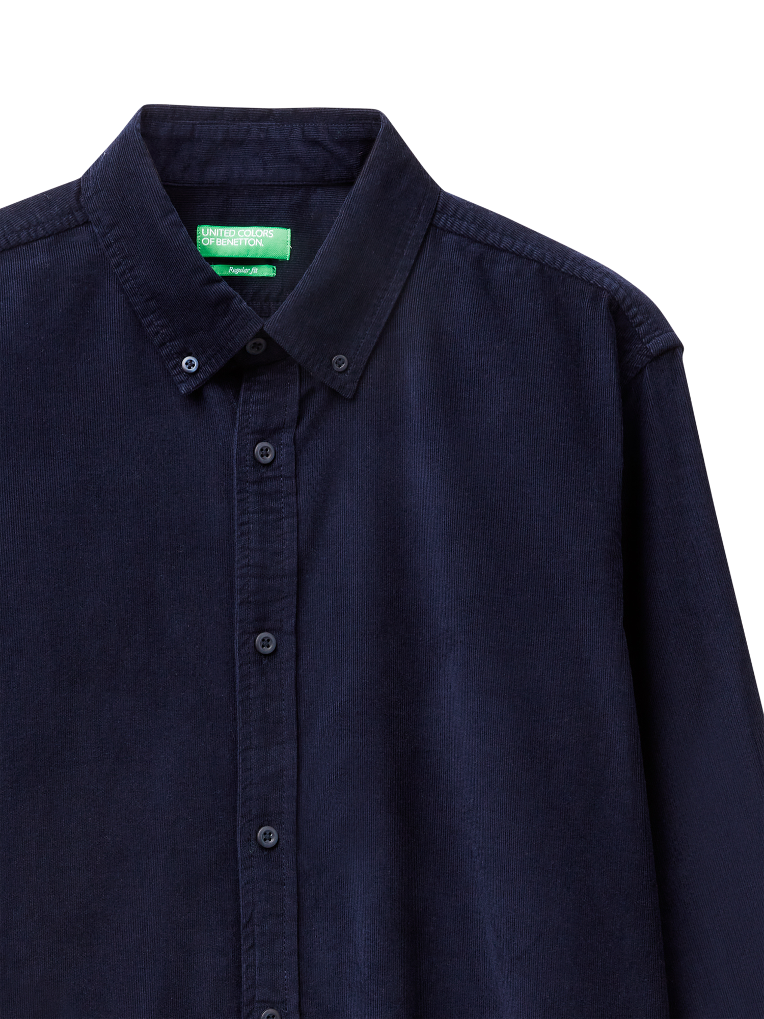 Product image 3 of 3, which shows Benetton Cotton Corduroy Button Down Shirt, Midnight Blue, S
