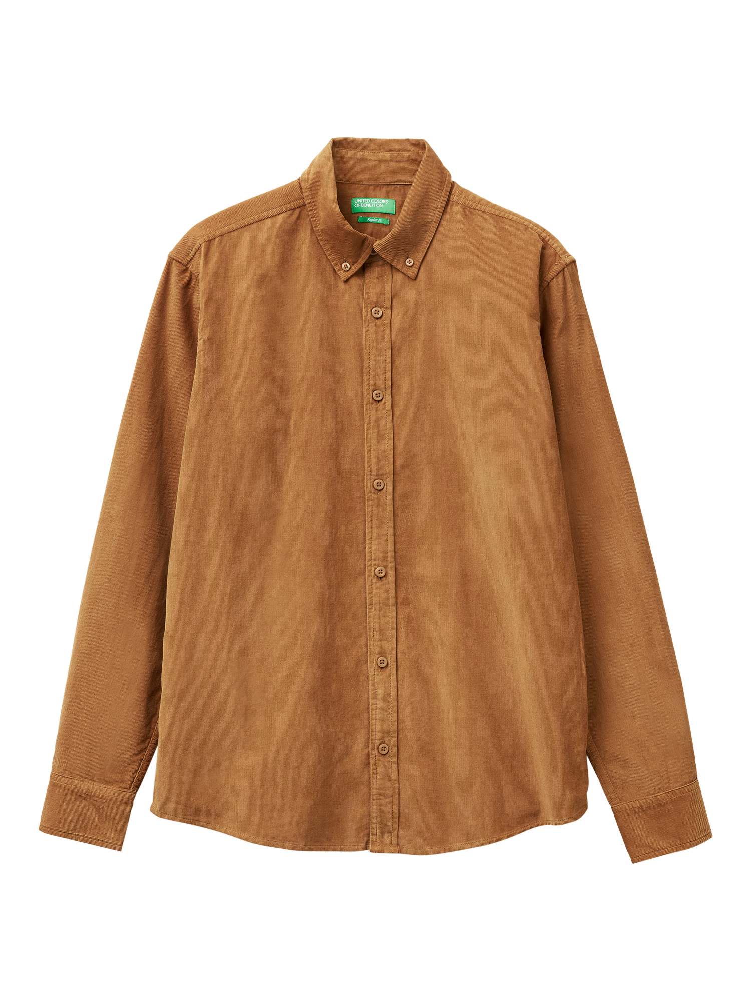 Product image 1 of 3, which shows Benetton Cotton Corduroy Button Down Shirt, Tan, S